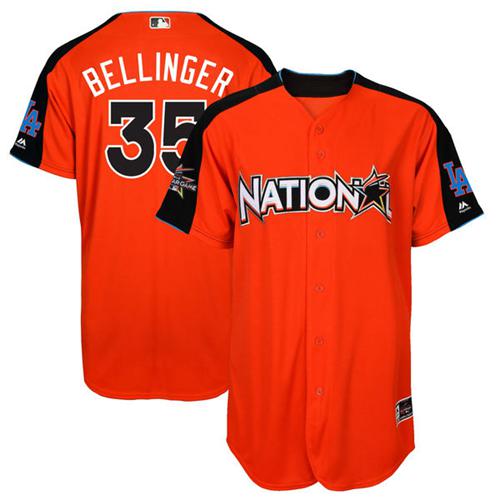 Dodgers #35 Cody Bellinger Orange All-Star National League Stitched MLB Jersey